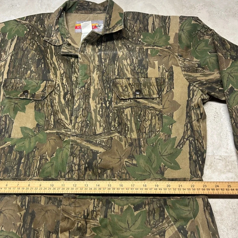 Winchester Trebark Camo Coveralls Mens XL Green Brown Vintage Hunting Jumpsuit